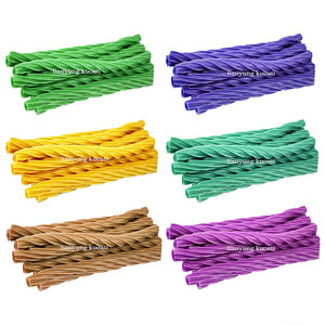 Caramelos de Goma Masticables con Sabor a Fruta en Forma de Pajita, Personalizados de Fábrica, Caramelos de Regaliz Huecos Retorcidos con Sabor a Fresa Ácida - Product Image 3