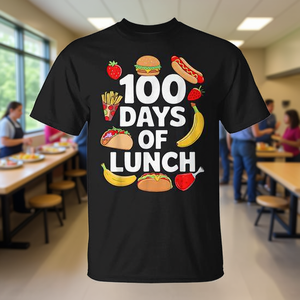 Camiseta de 100 Días de Almuerzo para Trabajadores de Cafetería, Camiseta para Celebración Escolar - Product Image 3