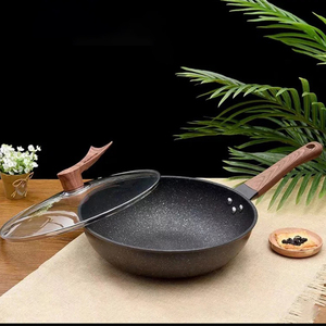 Freidora <span class=keywords><strong>de</strong></span> recubrimiento <span class=keywords><strong>de</strong></span> mármol para cocina comercial, sartén redonda <span class=keywords><strong>de</strong></span> cerámica para salsa <span class=keywords><strong>de</strong></span> granito, nuevo estilo - Product Image 2