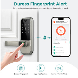 Serrure de porte intelligente SJJ WiFi Direct avec caméra de visiophone, application Tuya, empreinte digitale, clavier, <span class=keywords><strong>carte</strong></span>, interphone, déverrouillage à distance pour portes en aluminium/bois, Cloud - Product Image 6