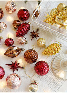 Giáng sinh bóng Hộp Quà Tặng Bóng Mặt dây chuyền trang trí Giáng sinh cây rượu vang đỏ mạ bát giác sao Pinecone bóng mặt dây chuyền trang trí - Product Image 6