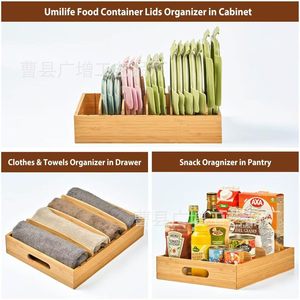 Wooden Compartment <b>Storage</b> <b>Box</b> With Removable Dividers Rectangle Standing Type For <b>Kitchen</b> Cabinet Organizers - Product Image 2