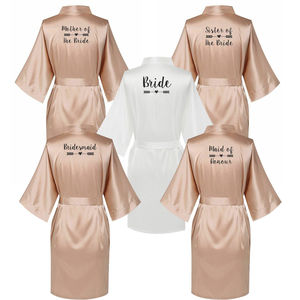 Women's Soft Satin Bride Bridesmaid <strong>Robes</strong> Short Kimono Satin Dress Custom Silky Pajama Gown for Spa Home Use for Wedding Parties - Product Image 3
