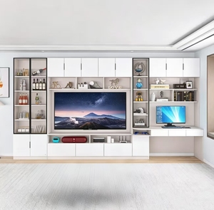 Custom Modern <strong>TV</strong> <strong>Stand</strong> with <strong>Desk</strong> Combo Floor Mount Living Room Furniture Storage Cabinet with Melamine for Small Spaces - Product Image 5