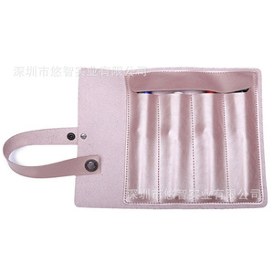 Creative leather pencil case, large capacity storage bag, foldable makeup brush and <b>tool</b> storage <b>roll</b> bag - Product Image 3