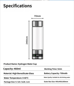 Vaso de Agua Rica en Hidrógeno Tres en Uno con Pantalla LED Inteligente, Separación de Hidrógeno y Oxígeno por Electrólisis - Product Image 5