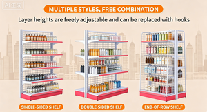Estantería Metálica Moderna de Doble Cara para Supermercado, Resistente, con 5 Niveles, para Exhibición de Productos en Tiendas de Conveniencia y Comercios - Product Image 3