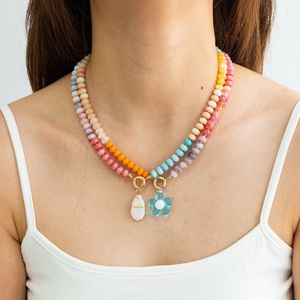 Nuevo Collar de Verano Hecho a Mano con Cuentas Estilo Ins, Cadena de Clavícula en Colores Caramelo, Lujo Ligero con Cuentas Esmaltadas y Diamantes Geométricos - Product Image 4