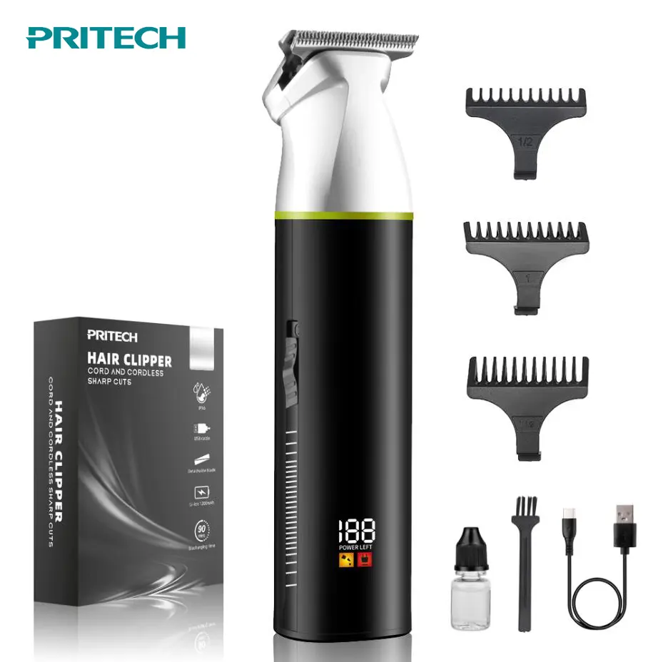 PRITECH sản xuất mới không dây tóc Clipper sạc tóc tông đơ cho nam giới