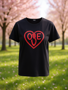 T-Shirt da Donna Giocosa per San Valentino, Manica Corta, Collo Tondo, Stampa Cuore Rosso, Abbigliamento Casual Primaverile, 100% Cotone Jersey - Product Image 2