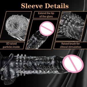 Kondom Pembesar Penis Pria, Sarung Pembesar Penis dari Silikon Karet Realistis, Mainan Seks Pria Tahan Air - Product Image 5