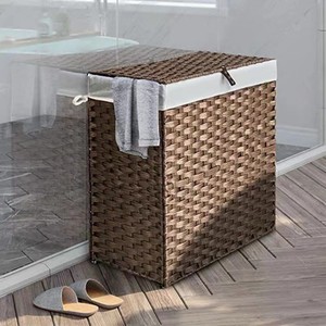 Cesta con forro extraíble plegable, manijas de tapa, diseño de ratán sintético <span class=keywords><strong>para</strong></span> <span class=keywords><strong>ropa</strong></span> sucia, cesto de <span class=keywords><strong>ropa</strong></span> sucia - Product Image 4
