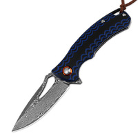 Couteau de poche pliant de chasse et de camping Bochen de haute qualité, personnalisé OEM, en acier Damas, avec manche en G10/Bois de zèbre, couteau d'extérieur