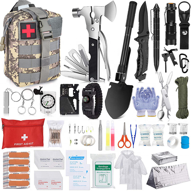 35 Piece Outdoor Camping Emergency Survival Kits Bag Bug Out Bag Survival Kit First Aid Kits Backpack