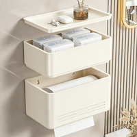 Porte-papier toilette mural carré moderne OEM avec étagère supérieure et design en aluminium écologique pour salle de bain et hôtel