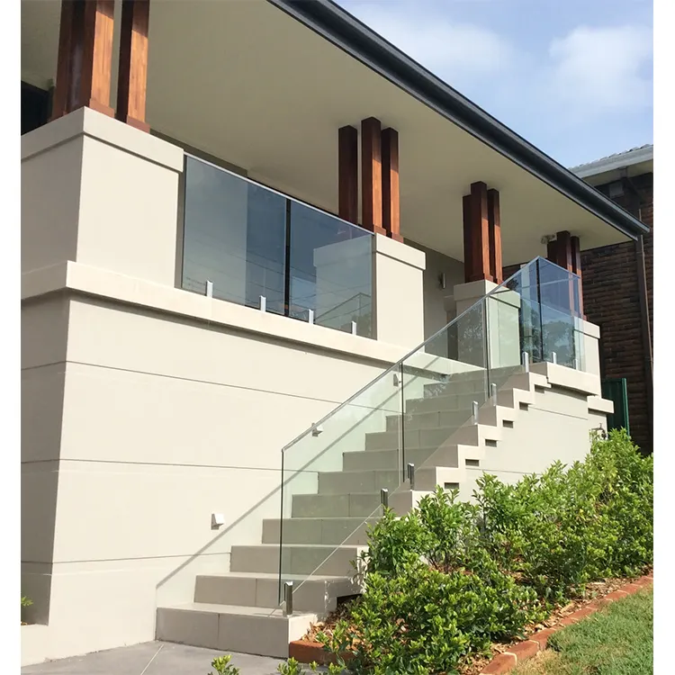 Ready to shipment easy install custom glass railings plexiglass railing outdoor steel glass railing for balcony