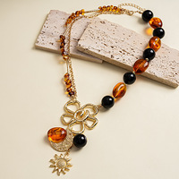 Collier Gaovo vintage de luxe léger, géométrique, perlé, plaqué or, en acier inoxydable, design ombré coloré, bijoux de mode pour femmes