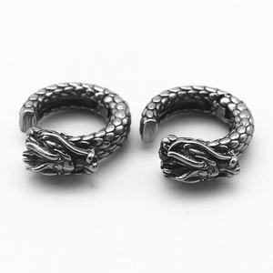 Manchette d'oreille personnalisée pour homme en acier inoxydable 316L, étanche, hypoallergénique, tête de dragon à écailles, à clipser, sans perçage, style punk gothique, cadeau - Product Image 1