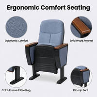 Chaise d'auditorium commerciale pliable pour cinéma et théâtre, avec tablette d'écriture, coque en plastique PP personnalisable, OEM ODM BIFMA