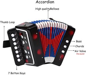 LIEKE Akkordeon mit 10 Tasten, Knopfakkordeon-Spielzeug für Kinder, Musikinstrument, Mini-Akkordeon für Kinder und Anfänger (Schwarz) - Product Image 2
