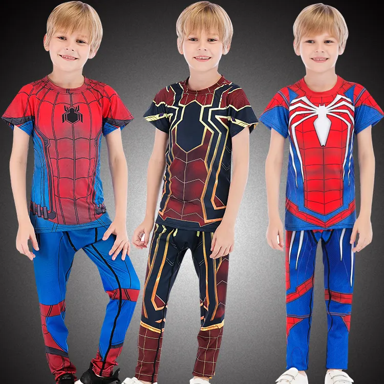 Cody Lundin Spiderman Bé Trai Quần Áo Bộ 2Pcs Thể Thao Phù Hợp Với Trẻ Em Halloween Siêu Anh Hùng Trang Phục Trẻ Em T Áo Sơ Mi Quần Quần Quần Áo