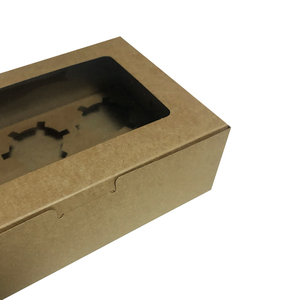 Boîte en papier kraft blanc à emporter, 50 pièces, différentes tailles, 2 4 6 12 trous, pour gâteaux et boulangerie, avec fenêtre transparente - Product Image 5