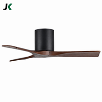 Ventilateur de plafond noir Hugger avec lumière LED, moteur DC de 44 pouces, 3 pales en noyer massif, télécommande WiFi pour salon et chambre à coucher