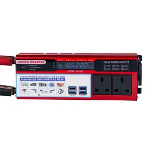 Sıcak satış DC 12V 24V AC 110V 230V 2000W 4000W modifiye sinüs dalga güç inverteri çift çıkış soketleri ve LCD ekran