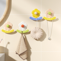 Crochet mural en forme de fleur en plastique ABS robuste, étanche et sans perçage, pour organiser les vêtements dans la cuisine et la salle de bain
