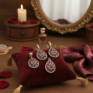 ทับทิมหินแท้การออกแบบชุดขายส่งตุรกี Handcrafted ชุดเงินผู้หญิงอินเทรนด์แฟชั่น - Product Image 3