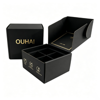 Boîte d'expédition ondulée avec logo estampé or et insert séparateur, pliable, pour emballage de crème pour les yeux, fard à paupières, cosmétiques et maquillage