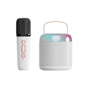 Mikrofon Karaoke nirkabel portabel 2024, dengan Speaker, pemutar Karaoke genggam untuk pesta rumah bermain musik