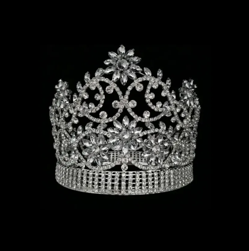 5 pollici Full Round King Tiara Miss World Pageant strass Crown