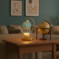 Lampe à parfum rétro pour la décoration de la maison, lampe de chevet avec abat-jour en mosaïque, veilleuse, température réglable, minuterie électrique, chauffe-cire
