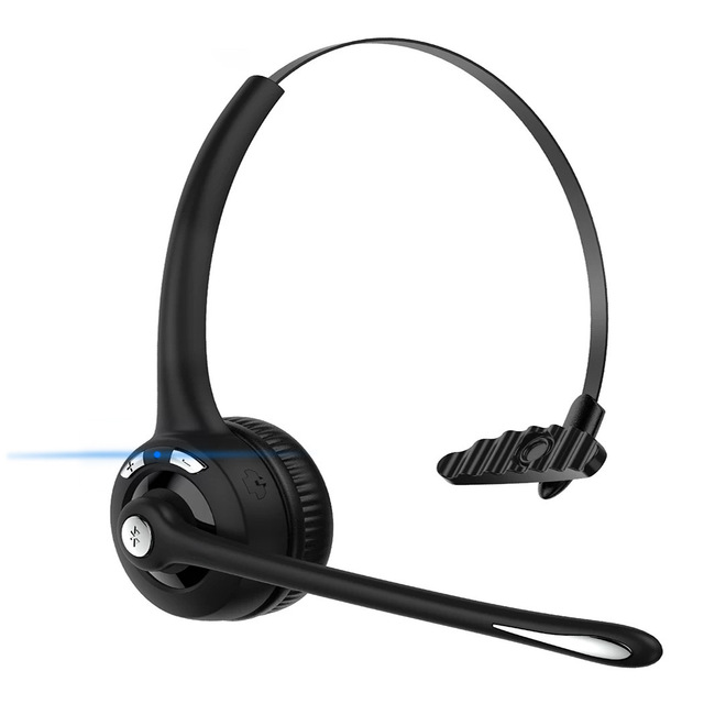 Lightweight Black Single Ear Business Headphone with Adjustable Mic Range BT Wireless Telephone Headset for Phone Use Meetings