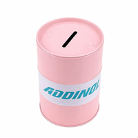 Tirelire en métal rose personnalisable avec logo - Tirelire ronde en fer blanc durable pour enfants et cadeau promotionnel