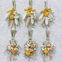 Mini Bouquets de Fleurs Séchées Boutonnières Garçons d'Honneur Mariage Boutonnières Herbe de la Pampa Composition Florale