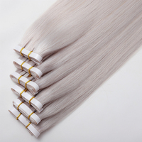 Extensions de cheveux naturels en gros, tissage adhésif gris platine blond, cheveux vierges originaux vietnamiens, tissage invisible à bandes longues