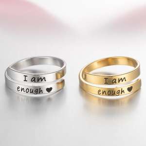 Anillo ajustable con letras de acero inoxidable, frase Faith Hope Love blesful Keep You Are My Sunshine, grabado, envío directo - Product Image 4