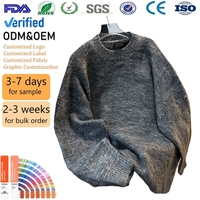 Fabricant de tricots, logo personnalisé, pull pour homme, pull en maille côtelée de luxe, col rond, pull simple et ample pour homme, pull en maille pour homme