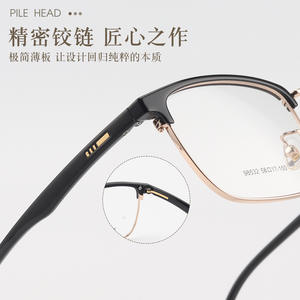 Montura de Gafas de Negocios Danyang 98532, Montura Rectangular de Media Montura para Hombre, Lentes de Resina Antireflejantes, Diseño Ultraligero - Product Image 5