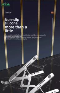 Support pour ordinateur portable pliable en métal Wayon, hauteur réglable avec coussin en silicone pour bureau à domicile, design ergonomique - Product Image 4