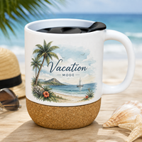 Tasse en céramique personnalisée avec fond en liège, 12 oz, tasse à café en céramique avec boîte, base en liège, tasses vierges imprimables par sublimation