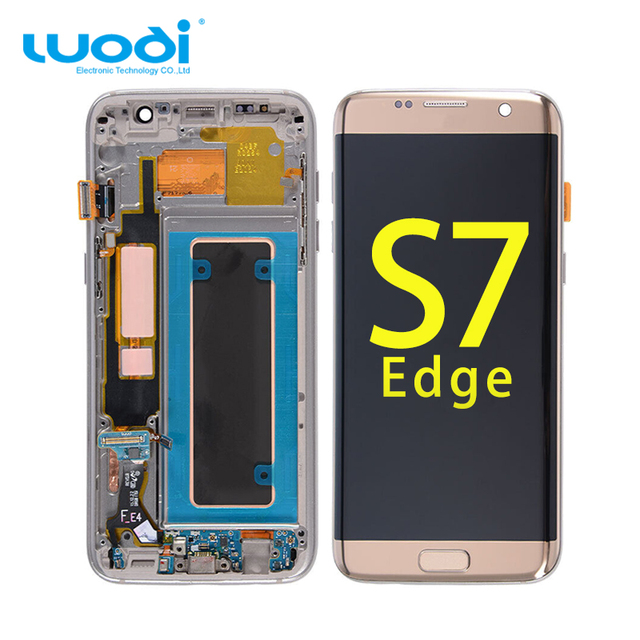 Wholesale Mobile Phone LCDs Part Repair OEM OLED for Samsung Galaxy S7 LCD Edge With Frame Touch Screen Display Replacement