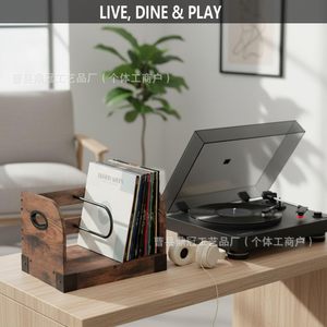 Wooden Record Storage Rack With Partitions Desktop <b>Vinyl</b> Display Holder For Music Lovers - Product Image 1