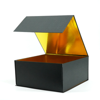 Caja de Regalo Plegable de Papel Negro de Lujo Personalizada, Caja de Embalaje de Papel Magnético con Cierre de Solapa Magnética