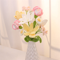 Mélange de fleurs artificielles en coton tricoté de différents designs (tournesol, rose, tulipe) pour la décoration de la remise des diplômes, de la fête des mères et de Noël