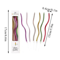 Bougies Colorées Créatives en Spirale pour Gâteau d'Anniversaire, Bougies à Fil Courbe pour Décoration de Fête d'Anniversaire, 6 Pièces par Boîte, Nouveauté