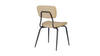 Chaise de salle à manger rembourrée moderne, siège rembourré beige, cadre en métal, dossier côtelé, pour café, restaurant, cuisine