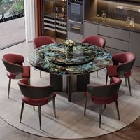 Table à manger en marbre épais avec chaise inclinable pour petits appartements, design méditerranéen, luxe léger, moderne et simple pour la maison